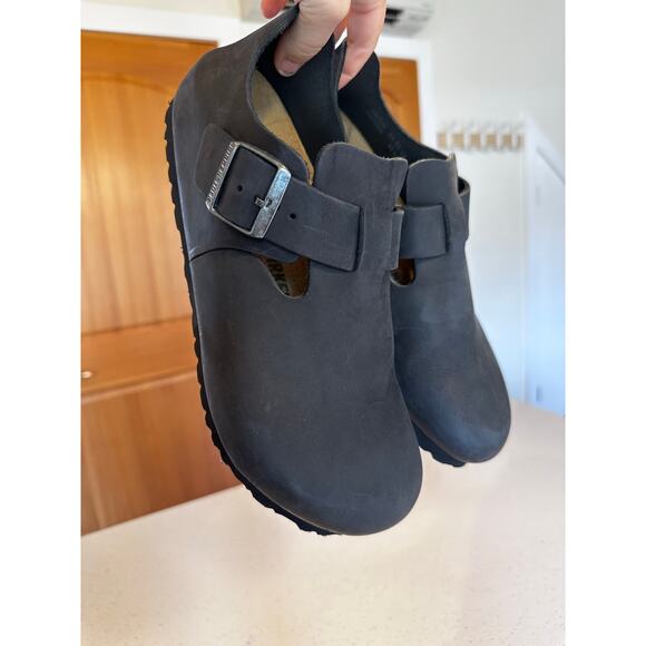 Birkenstock London Oiled Leather Clogs Black Unisex EU 41 (Wo's 10 M's 8) EUC! - Picture 1 of 10